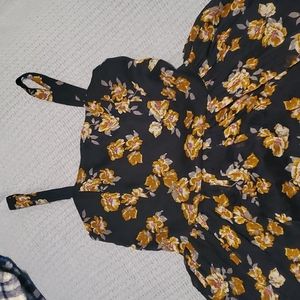 Navy and Gold Floral Mini Dress